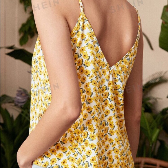 SHEIN yellow floral tank - Picture 9 of 13